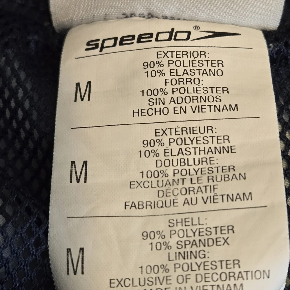 Speedo Men's M Blue Black Board Shorts Swim Trunks Colorful Neon Trim Drawstring